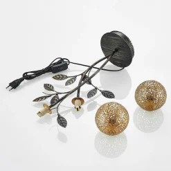 Lucande Pendellamper|Bordlamper > Evory bordlampe, 48 cm, 2 lyskilder, sort/guld, G9