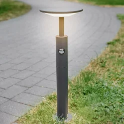 Gadebelysning Med Sensor|Terrassebelysning ^ Lucande Fenia LED-vejlampe, 60 cm, sensor, IP54, antracit