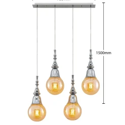 Lucande Pendellamper > Gesja pendellampe, 4 lyskilder, lang, krom