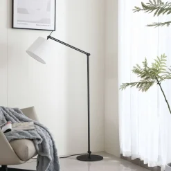 Gulvlamper|Gulvlamper ^ Lucande gulvlampe Caelia, sort, tekstil, justerbar