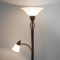 Lucande Gulvlamper|Gulvlamper > Gulvlampe Dunja, hvid/rust, metal, læselampe
