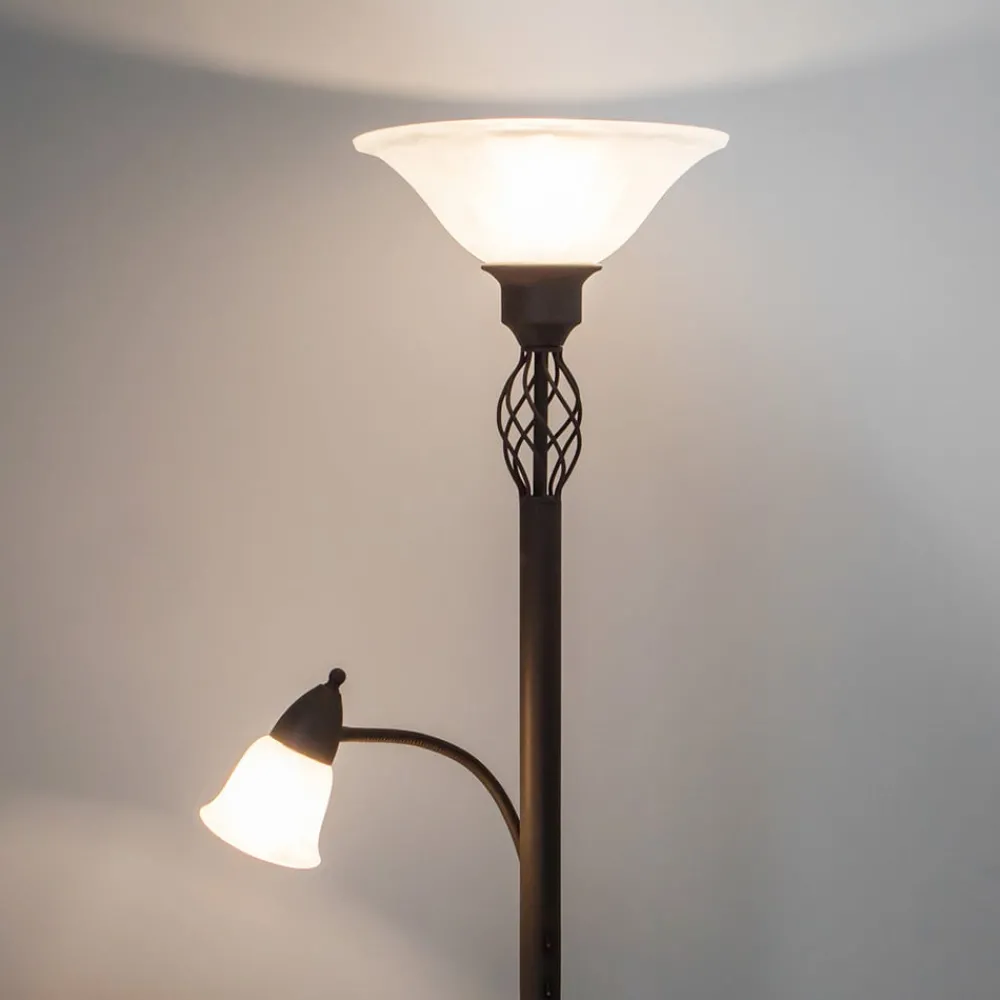 Lucande Gulvlamper|Gulvlamper > Gulvlampe Dunja, hvid/rust, metal, læselampe