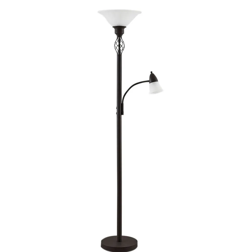 Lucande Gulvlamper|Gulvlamper > Gulvlampe Dunja, hvid/rust, metal, læselampe