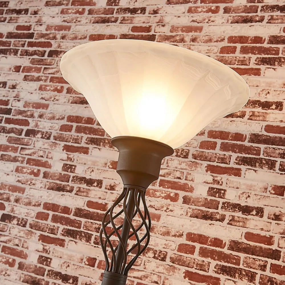 Lucande Gulvlamper|Gulvlamper > Gulvlampe Dunja, hvid/rust, metal, læselampe