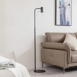 Lucande Gulvlamper|Gulvlamper > gulvlampe Eirian, sort, glas, 150 cm høj, E27