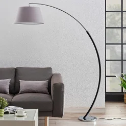 Gang|Pendellamper ^ Lucande gulvlampe Evelyna, grå/sort, metal, 192 cm