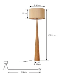 Lucande Gang|Gulvlamper > gulvlampe Fabrena, naturfarvet, bambus, højde 138 cm