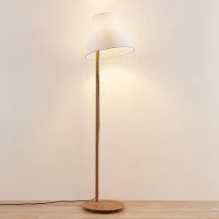 Lucande Gang|Pendellamper > gulvlampe Jinda, hvid, træ, stof, 160 cm, E27