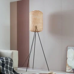 Lucande Gulvlamper > gulvlampe Jorick, bambus, trefod, højde 166 cm