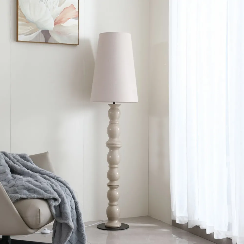 Lucande Gulvlamper > gulvlampe Lyndorin, beige, keramik, 150 cm
