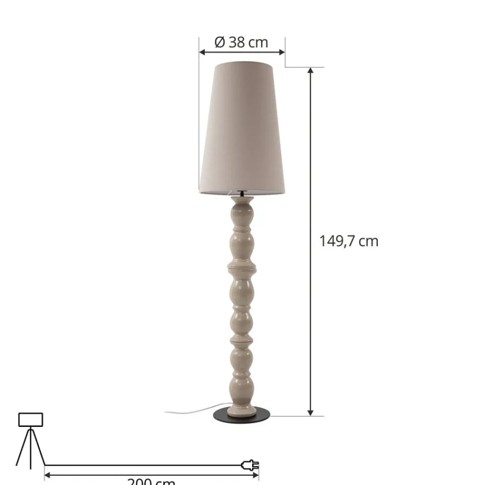 Lucande Gulvlamper > gulvlampe Lyndorin, beige, keramik, 150 cm