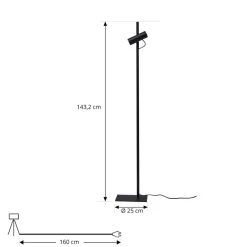 Lucande Gulvlamper|Gulvlamper > gulvlampe Lysias, sort, metal, højde 143,2 cm