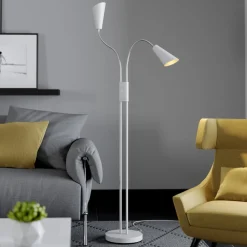 Pendellamper|Gulvlamper ^ Lucande gulvlampe Medira, hvid, 2 lyskilder, justerbar, GU10