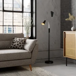 Lucande Pendellamper|Gulvlamper > gulvlampe Medira, sort, 2 lyskilder, justerbar, GU10
