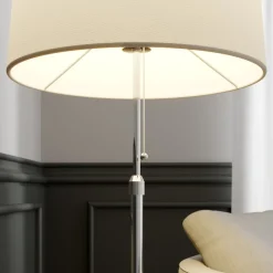 Pendellamper|Gulvlamper ^ Lucande gulvlampe Pordis, 155 cm, krom, hvid, metal, tekstil