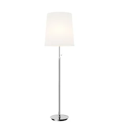 Pendellamper|Gulvlamper ^ Lucande gulvlampe Pordis, 155 cm, krom, hvid, metal, tekstil