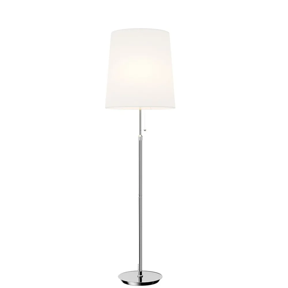 Pendellamper|Gulvlamper ^ Lucande gulvlampe Pordis, 155 cm, krom, hvid, metal, tekstil