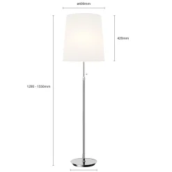 Pendellamper|Gulvlamper ^ Lucande gulvlampe Pordis, 155 cm, krom, hvid, metal, tekstil