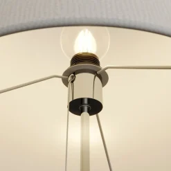 Pendellamper|Gulvlamper ^ Lucande gulvlampe Pordis, 155 cm, krom, hvid, metal, tekstil