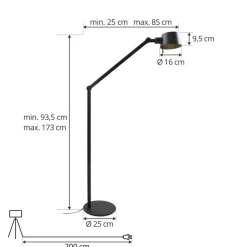 Lucande Arbejdsrum/Kontor|Gulvlamper > gulvlampe Silka, højde 173 cm, sort, metal