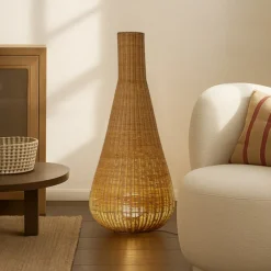 Lucande Gang|Gulvlamper > gulvlampe Takeo, rattan, højde 115 cm, E27