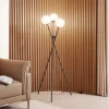 Gulvlamper ^ Lucande gulvlampe Visata, sort, glas, 3-lys, stativ