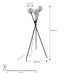 Gulvlamper ^ Lucande gulvlampe Visata, sort, glas, 3-lys, stativ
