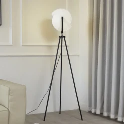 Lucande Gulvlamper > Helva gulvlampe, 150 cm, hvid/sort, drejelig
