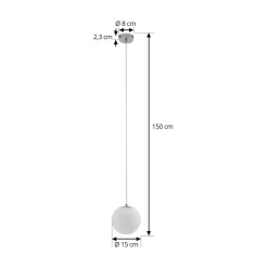 Lucande Pendellamper > hængelampe Bidolo, kromfarvet, glas, Ø 15 cm, IP44