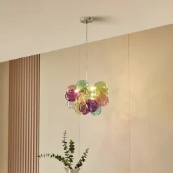 Lucande Pendellamper|Pendellamper > hængelampe Diborah, Ø 40 cm, farvet, glas, G9