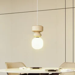 Lucande Pendellamper > hængelampe Fidelo, hvid/gul, glas, keramik, 18 cm