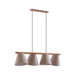 Lucande Pendellamper > hængelampe Jinda, grå, træ, stof, 120 cm, E27