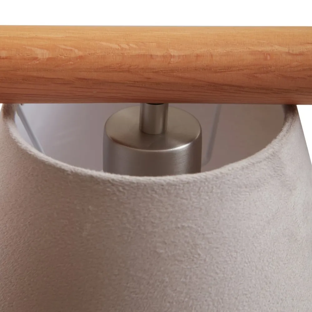 Lucande Pendellamper > hængelampe Jinda, grå, træ, stof, 120 cm, E27