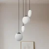 Lucande Pendellamper > hængelampe Lunelle, sort, glas, 4 lyskilder, Ø 40 cm