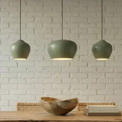 Lucande Pendellamper|Pendellamper > hængelampe Malisa, grøn, 3 lyskilder, metal, længde 90 cm