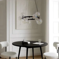 Lucande Pendellamper > hængelampe Marvi, Ø 68 cm, sort, glas, metal