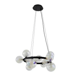 Lucande Pendellamper > hængelampe Marvi, Ø 68 cm, sort, glas, metal