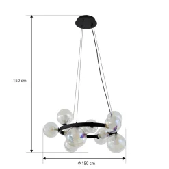 Lucande Pendellamper > hængelampe Marvi, Ø 68 cm, sort, glas, metal