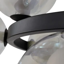 Lucande Pendellamper > hængelampe Marvi, Ø 68 cm, sort, glas, metal