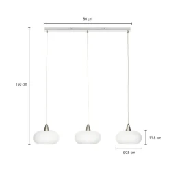 Pendellamper|Pendellamper ^ Lucande hængelampe Sharvil, 3 lyskilder, hvid, glas, 97 cm