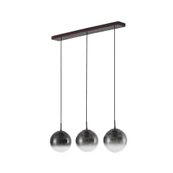 Pendellamper|Pendellamper ^ Lucande hængelampe Veloura, 3 lyskilder, 84 cm, glas, træ