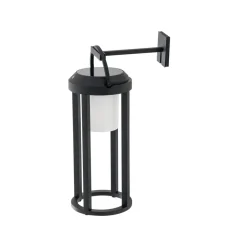 Solcellelamper|Terrassebelysning ^ Lucande 2-i-1 LED-solcellelampe Tilena, sort, rund, aluminium