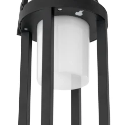 Solcellelamper|Terrassebelysning ^ Lucande 2-i-1 LED-solcellelampe Tilena, sort, rund, aluminium