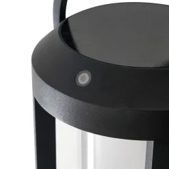 Solcellelamper|Terrassebelysning ^ Lucande 2-i-1 LED-solcellelampe Tilena, sort, rund, aluminium