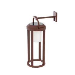 Lucande Solcellelamper|Terrassebelysning > 2-i-1 LED-solcelle-væglampe Tilena, rustfarvet, rund, aluminium