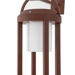 Lucande Solcellelamper|Terrassebelysning > 2-i-1 LED-solcelle-væglampe Tilena, rustfarvet, rund, aluminium