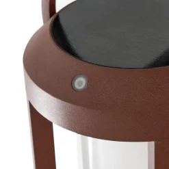Lucande Solcellelamper|Terrassebelysning > 2-i-1 LED-solcelle-væglampe Tilena, rustfarvet, rund, aluminium