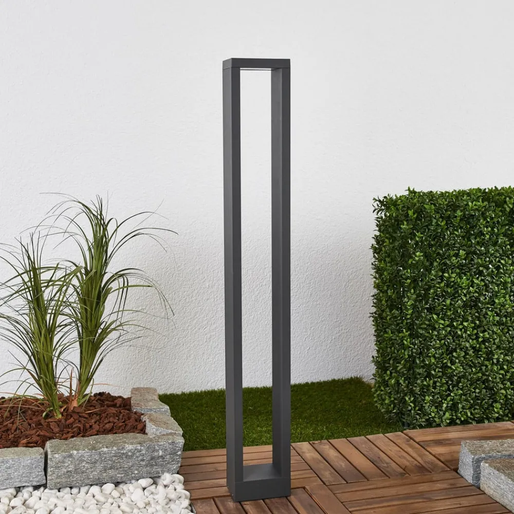 Gadebelysning ^ Lucande Jupp LED-vejlampe, 90 cm, antracit, metal, IP54