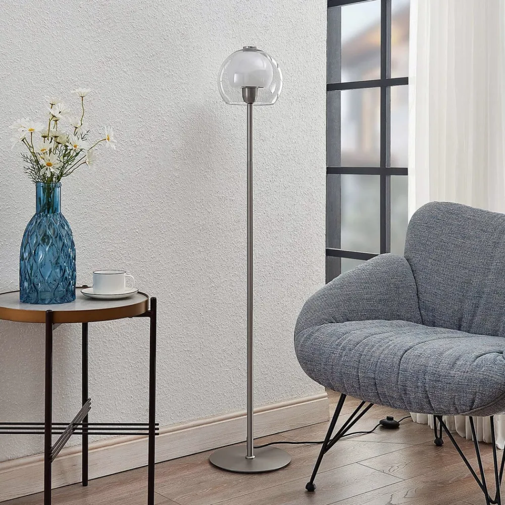Lucande Gulvlamper > Kaiya gulvlampe med glasskærm