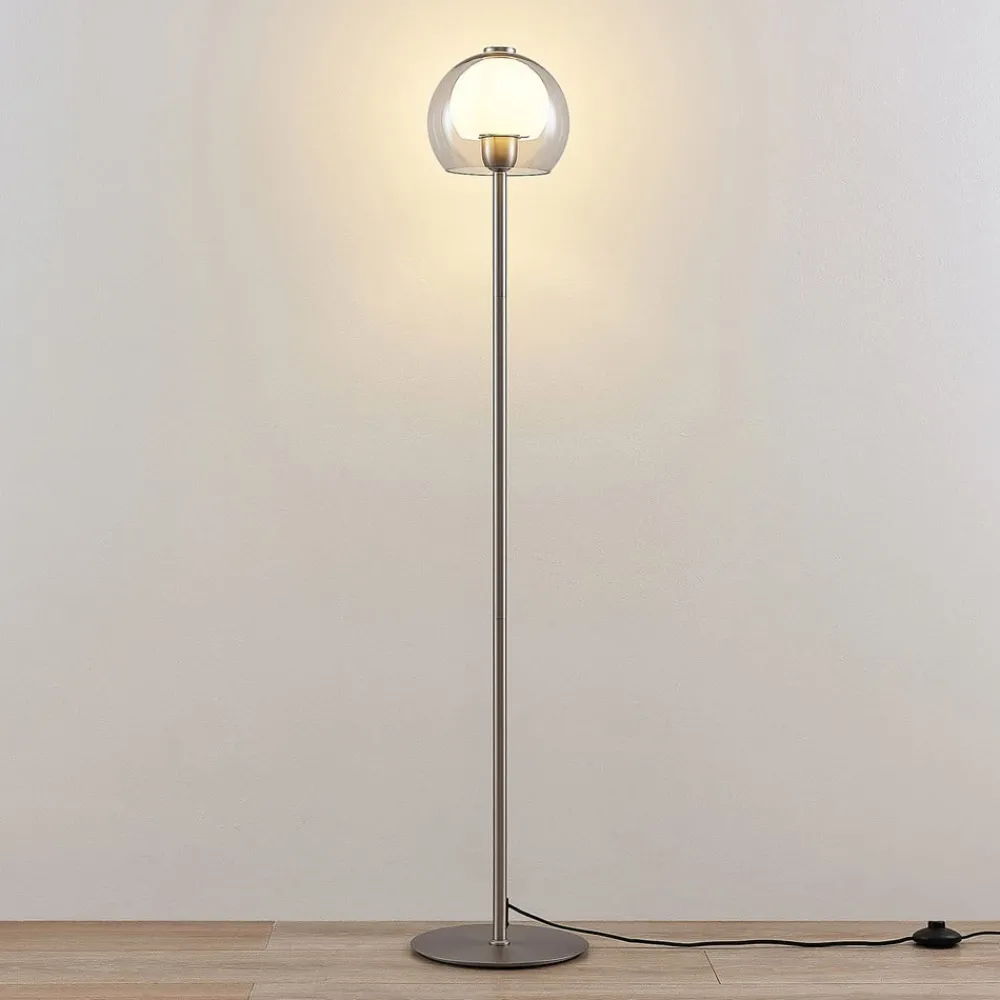 Lucande Gulvlamper > Kaiya gulvlampe med glasskærm